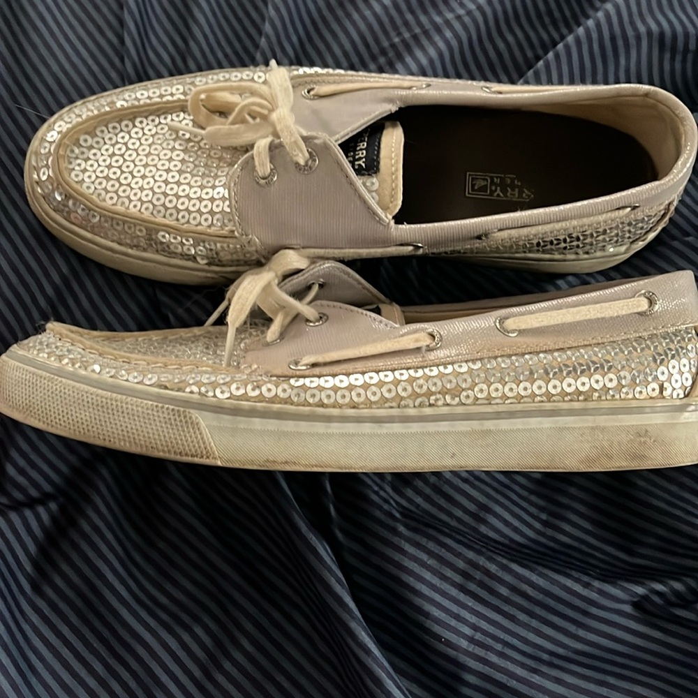 Used sperry topsider sequin boat shoes 8.5 m